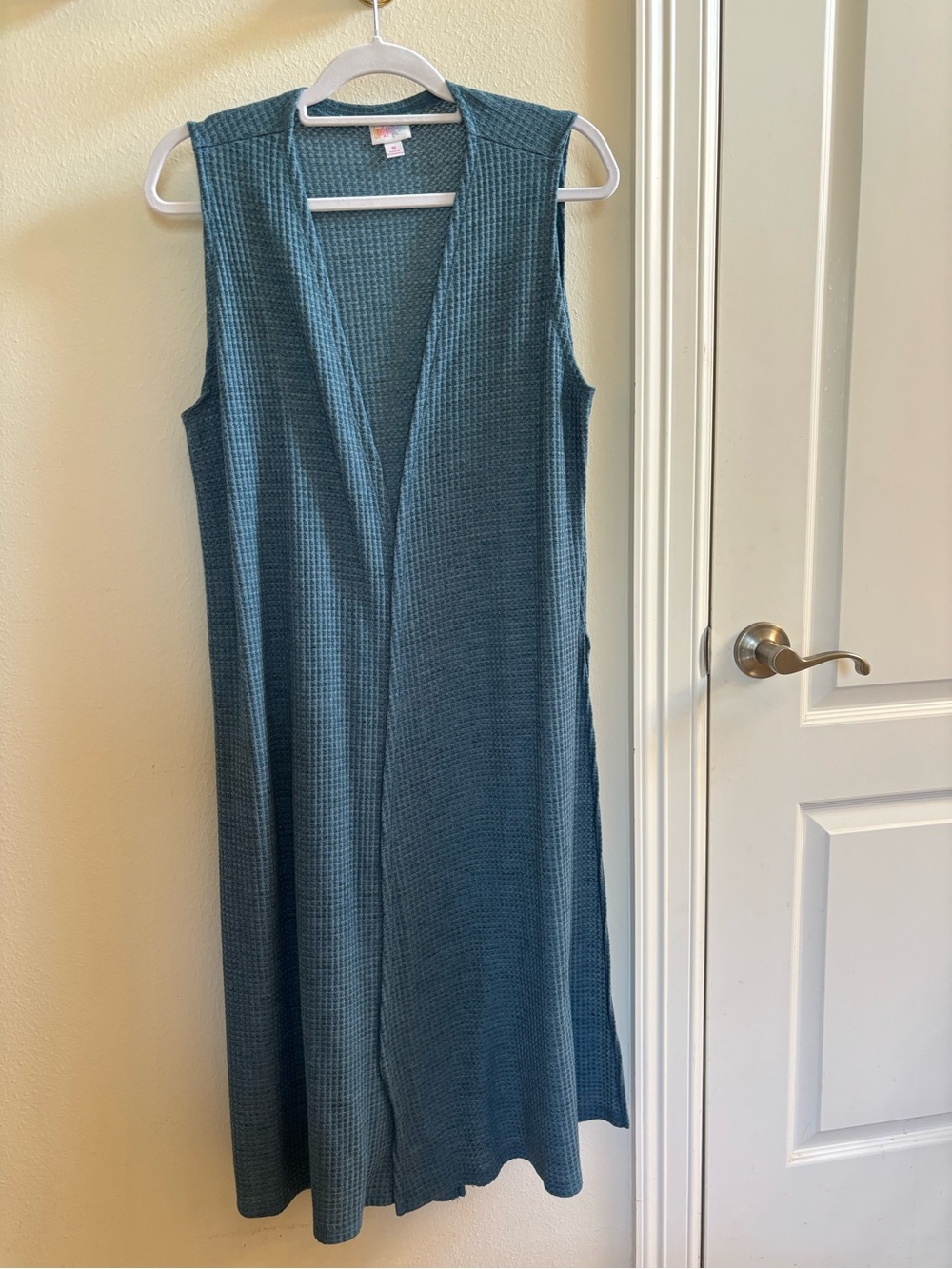 LuLaRoe Sleeveless Teal Waffle Knit Duster Vest